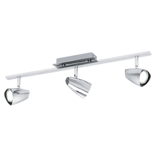 Corbera LED spotlampe i krom metal og krom plastik, 3x 3,3W LED, længde 58,5 cm, bredde 7 cm.